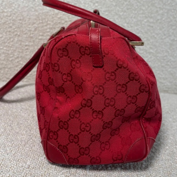 Authentic Gucci Red GG Canvas Boston Bag - Picture 7 of 14